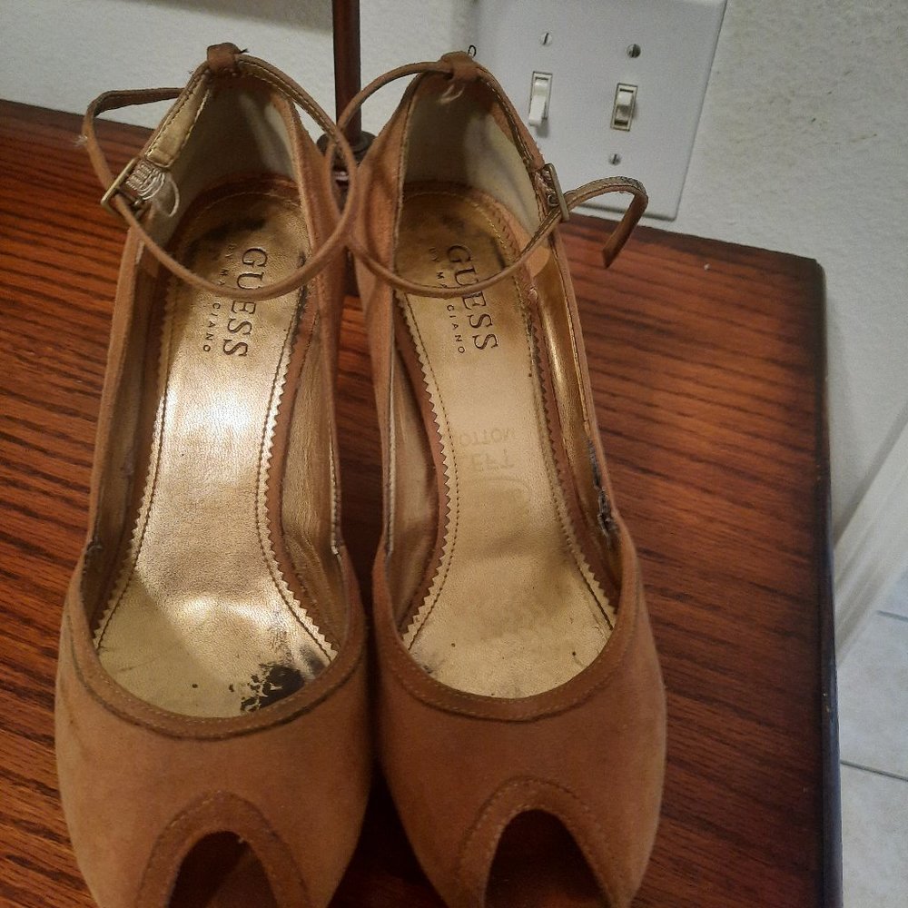 Suede, Caramel 4" platform wedge heel, size 6, Used